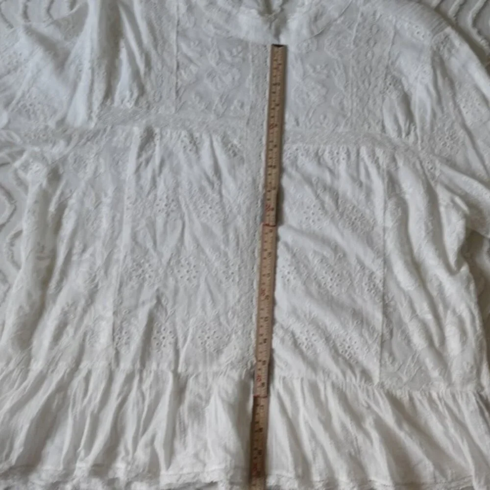 ZARA Broderie Anglaise and Lace XS White Top Embroidered 100% Cotton blouse - Picture 11 of 15